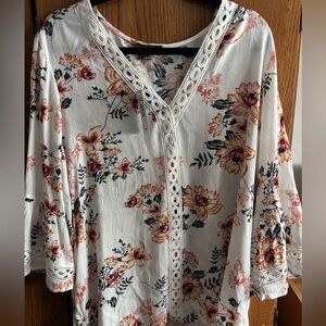 Floral Lace Trim Women's Top